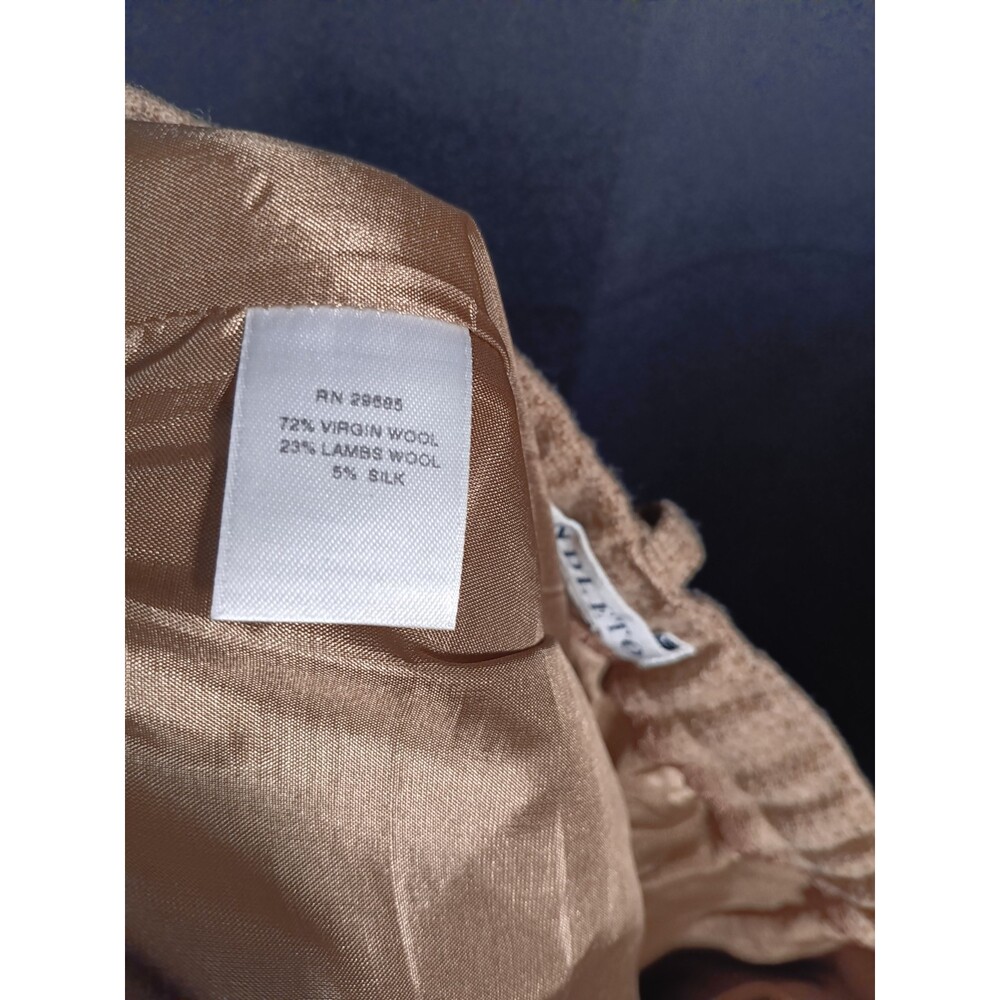 Pendleton Tan Wool Silk Suit Set Jacket 10 Pants 8 Leather Trim Classic Career - Picture 11 of 12